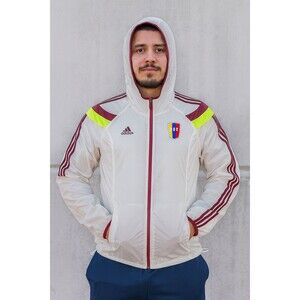 Adidas Vintage Super Rare FVF Venezuela Soccer Nylon Anthem Jacket White Maroon